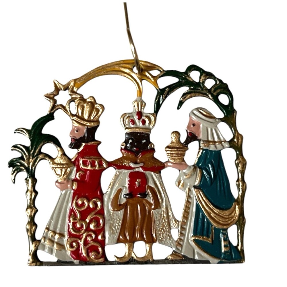 Three Kings Nativity German Pewter Christmas Ornament Religious Decoration 2.25"